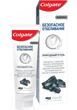 Зубная паста Colgate Безопасное отбеливание Природный уголь отбеливающая, 75 мл